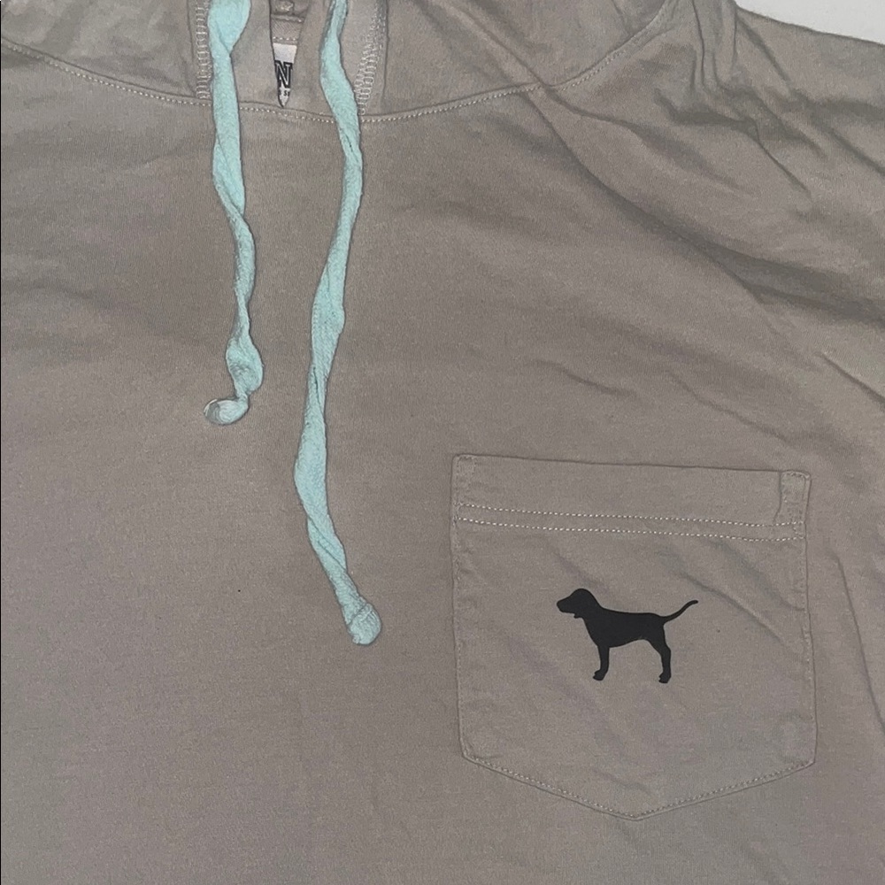 PINK Victoria's Secret Gray Long Sleeve Hoodie Tee - Picture 3 of 10